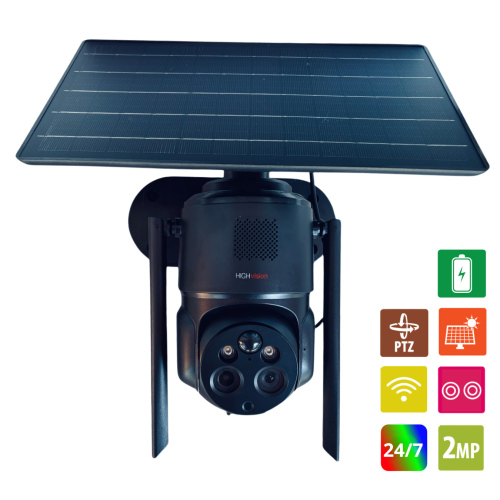 HighVision – Dual Lens Solar Wifi (PTZ, 2MP, 3.2mm + 8mm kamera, éjszaka is színes, akku, napelem)